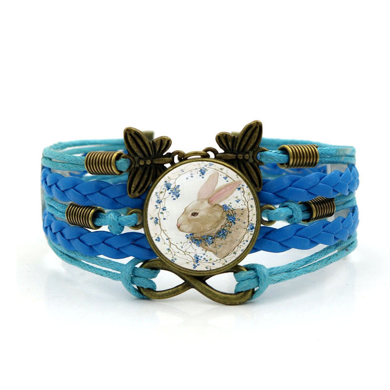 Wholesale Easter Rabbit Time Gemstone Butterfly 8-character Combination Alloy Bracelet